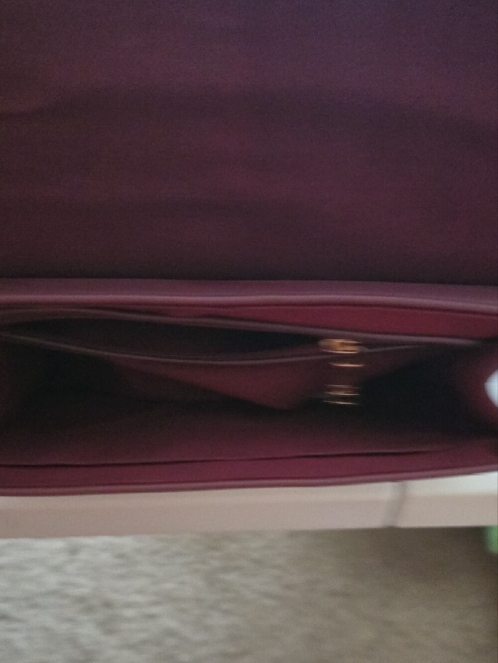 Badgley Mischka Wine Studded Top-Handle Satchel with Gold Hardware - Picture 6 of 7